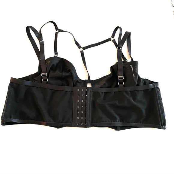 ❌SOLD Torrid Black Lace & Mesh Harness Lightly Lined Longline Underwire Bralette - Picture 7 of 16
